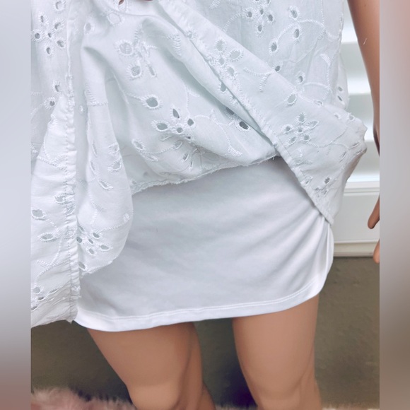 White Eyelet Babydoll Dress Sz L by Crystal Doll - Picture 4 of 6